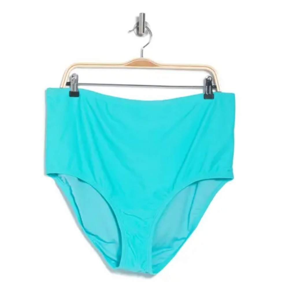 Adidas HIgh Waist Hipster Bikini Bottom Aqua 1X - Picture 3 of 12